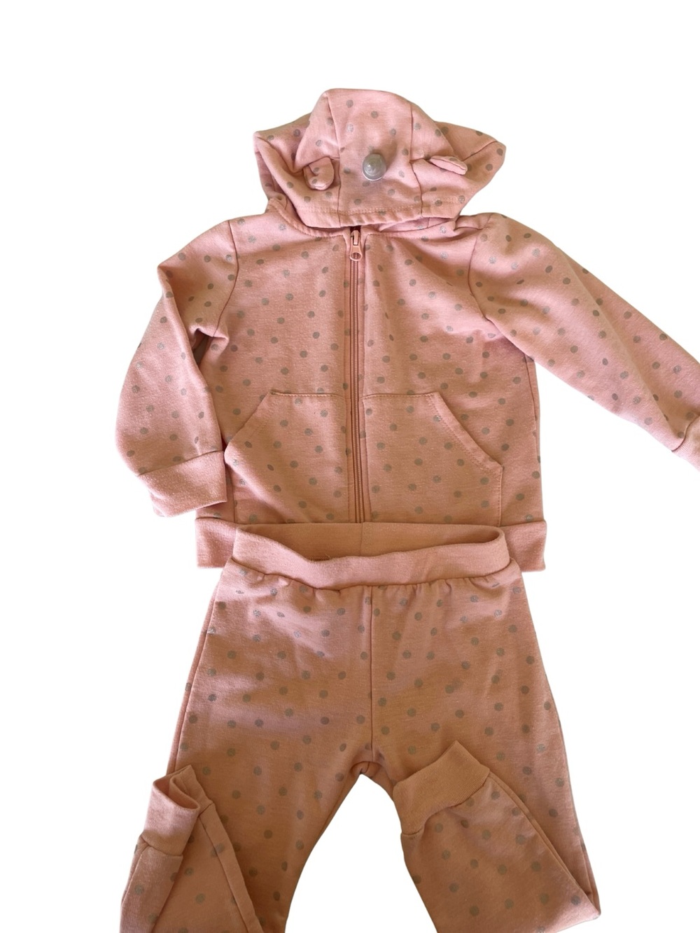 Nannette Pink Polka Dot Hoodie & Jogger Set